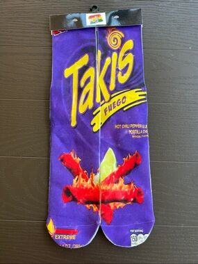 Takis Fuego Novelty Men's Crew Socks - Purple